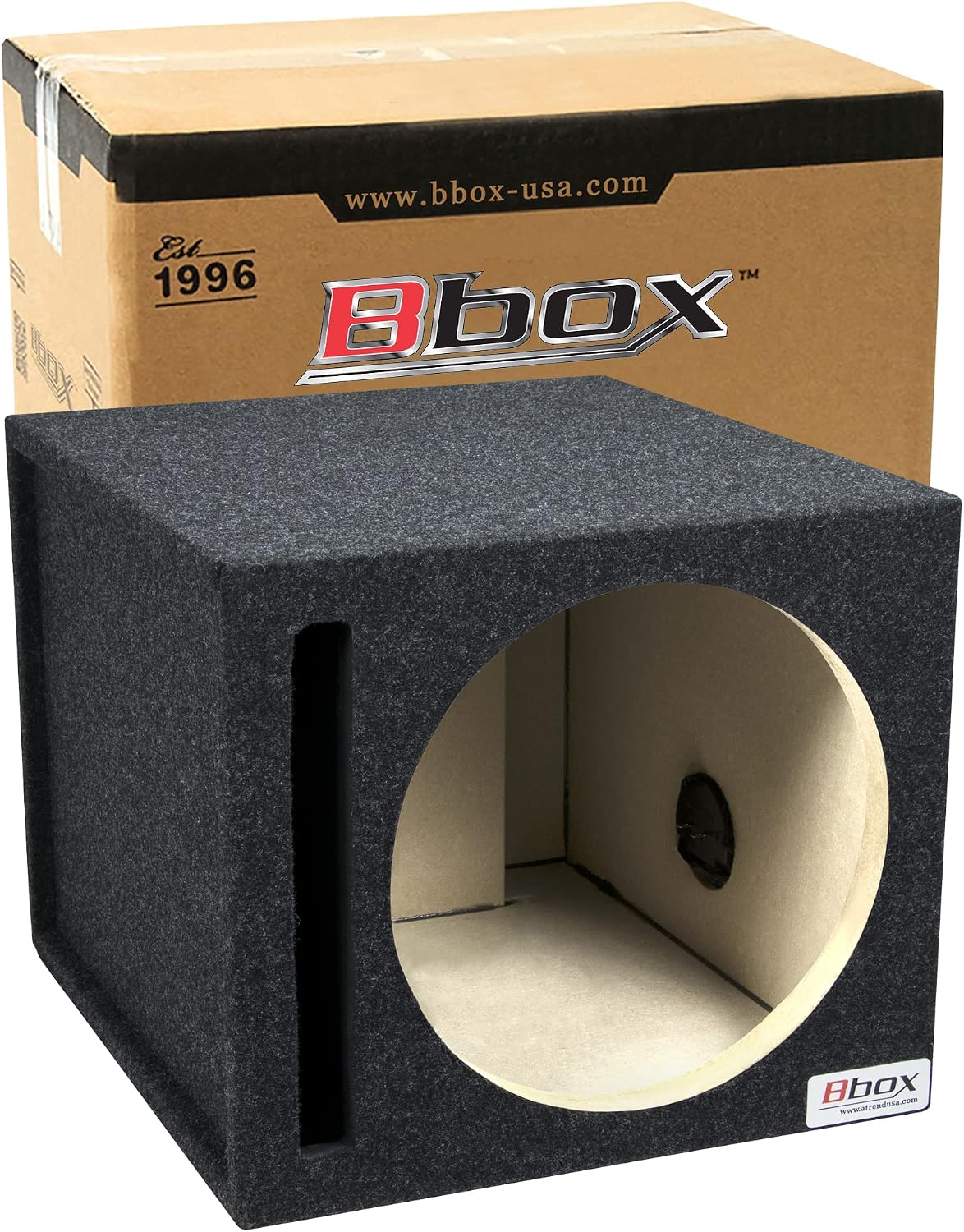 Atrend 12SMV 12" Ventilated Subwoofer Box - Premium Car Audio Subwoofer Enclosure with Airtight MDF Cabinet and Recessed Side Panels