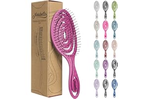 Ninabella Spazzola Districante per Capelli - Spazzola Capelli Bagnati Mossi Ricci - Anti Rottura e Sciogli Nodi per Extension Donna - Design a Spirale Ergonomico - Rosa