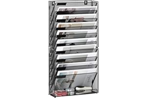 TQVAI 10 Compartimentos Malla Metálica Revistero Pared Papeles A4 Documentos Organizador Colgante Oficina Archivador de Organizador Herramientas Pared, Negro