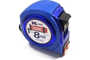 KELI FRANCE - K•LINE - Cinta Métrica de Doble Lectura Ultra Compacta, Magnética Profesional, Bi-Material, Rigidez 2.2m, Gancho Cuádruple, Cinta Extra Ancha 25mm (8M x 25mm)