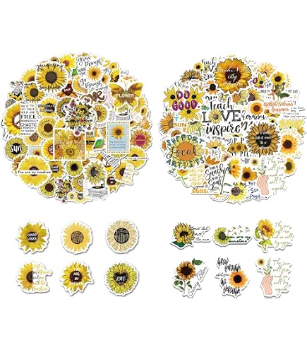 50 Adesivi A Forma Di Girasole Con Frasi Ispiratrici, Stickers Estetici Per Laptop, Diario E Album