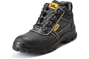 BLACK HAMMER Embout en Acier Botte de Sécurité Homme pour Chantier Chaussure de Travail Légère Étanche Bottine Cuir Basket de Sécurité Confortable pour Randonnée Antidérapant Antistatique 1007