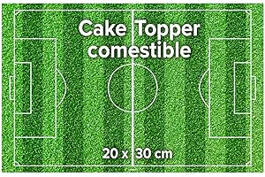 dekora - Lámina comestible Campo de Fútbol para decorar tartas, sin azúcar añadido y sin gluten, 20x30 cm, decoración para cumpleaños de niños futboleros