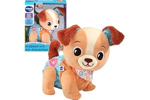 VTech Baby Krabbel-mit-Mir-Hündchen – Interaktives Plüschtier, das alleine krabbelt, spricht, singt und Geräusche abspielt – Für Kinder von 9-36 Monaten