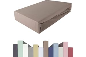 ‎EDDA LUX EDDA LUX Spannbettlaken für 20-40 cm hohe Matratzen, 180 x 200-220 bis 200 x 200-220 cm, Öko-Tex, Baumwolle m. 5% Elasthan, Premium Spannbetttuch für Boxspringbett, in Toffee
