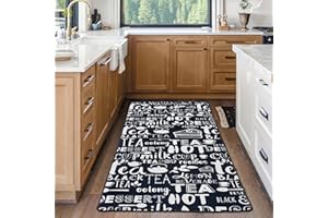 ‎MIQNA miqna küchenteppich Moderne rutschfeste Sohle Gel Läufer waschbar schwarz (Hot Tea, 80 x 150 cm)