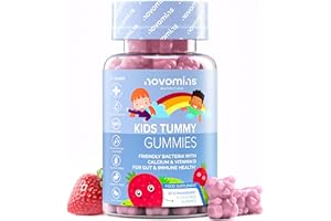 Gommes Probiotiques Enfant – Lactobacillus Paracasei + Vitamine D & Calcium – Digestion & Flore Intestinale – Végétalien, Sans Gluten, Sans Gélatine – 30 Gommes – Novomins