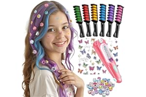 GRANDSAIL Hair Gem Stamper Kit with Temporary Hair Chalk Combs, Bling Hair Jewels for Girls Toys, Hair Styling Tool with Reusable Diamonds, Washable Hair Chalk for Girls, Birthday Gifts