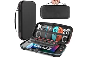 NAWCHEDO Custodia Per Nintendo Switch 2 (2025), Custodia Da Viaggio Rigida Portatile Per Switch 2, Borsa Protettiva Per Giochi Con 10 Slot Per Schede Di Gioco E Tasche Per Console E Accessori, Nera