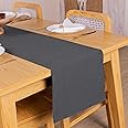 RAJRANG Table Runner for Upto 6 Seater Dining - 33 x 183 cm Poly Cotton Ribbed Indian Ethnic Handmade Woven Decorative Cloth for Home and Kitchen Dining Table - Charcoal Grey