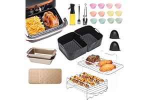 ENSINE Accessoires Air Fryer pour Ninja Double Zone AF500EU, 10,4L Friteuse à Air,avec Moule Silicone, Moule Gateau,Spray Huile Cuisine, Papier Cuisson,Grille AirFryer etc