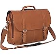 Kenneth Cole Reaction Show Business Full-Grain Colombian Leather Dual Compartment Flapover 15.6-inch Laptop Porfolio