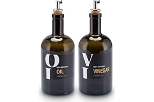 Lifestyle Lover Öl und Essig Set Apothekerflasche Glas antikgrün Olivenöl mit Ausgießer aus Edelstahl für Öl & Essig (2er Pack Oil & Vinegar 500ml)