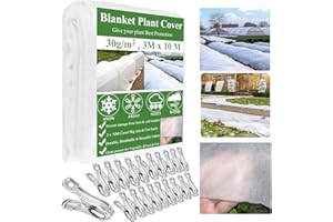 WYRJXYB Garden Fleece Plant Covers Frost Protection 3x10M with 20 Clips, 30gsm Horticultural Fleece Frost Cloth Plant Cover Blankets for Outdoor Plants, Winter Fleece for Frost Freeze Snow Protection