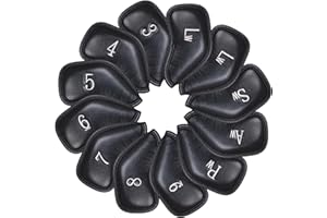 LZFAN Fundas para Palos de Golf de Hierro de Golf, Fundas de Piel Bordadas para Palos de Golf con Etiqueta de número para Callaway, Ping, Taylormade, Cobra, etc