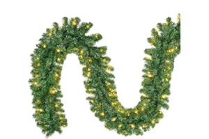 SALCAR girlanda ze sztucznej choinki, 5 m girlanda bożonarodzeniowa do dekorowanych kominków schodowych, 200 diod LED, na zewnątrz z pomieszczeniami