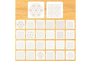 CIATBYYJ 24Pcs Sashiko Stencil Quilting Stencils Wash Away for Crafts, Embroidery Stencils Geometric Line Stencils Kit, Quilting Templates for Sewing Hand Quilting Crafting Clothes