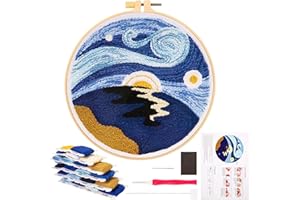 JSRQT Kit de Bordado con Aguja Perforada, Kit Aguja Perforadora para Adultos Principiantes, Punch Needle Kit con Aguja Perforada, Kit para Principiantes de Tapiz para Bordar Bricolaje