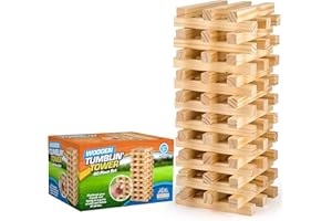 Hello Summer Vivo Technologies Giant Jumbo Tumbling Tower Wooden Blocks Indoor Outdoor Family Tumble Tower Christmas Game, (HS010)