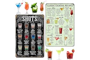 GMMG Targa Metallo Vintage 20x30cm Wall Placca Cocktail Poster Ricette per Cocktail Poster Segno Lamiera Plaque Arredo Murale Decoro (2 Pezzi)