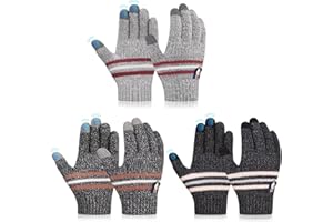 AOTOW Boys Gloves Magic Kids Winter - Touch Screen Girls Thermal Multipack Knitted Glove for Age 4-10 Years Old Children Teenage Running Cycling Bike Riding Outdoors Sports Hand Warm 3-Pairs