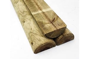 F&G Supplies 5 x 1.8m (6ft) tall x 100mm (4") Diameter Half Round Pressure Treated Wooden Fence Posts, fencing wood