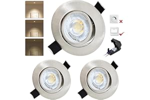 ‎BOYIR BOYIR 3er Set LED Einbaustrahler 230V Ultra Flach LED Spots 3 stufe Dimmbar 6W 4000K Neutralweiß Einbauleuchten 550LM LED Einbaustrahler Schwenkbar IP44 Badezimmer geeignet Deckenspots 68mm