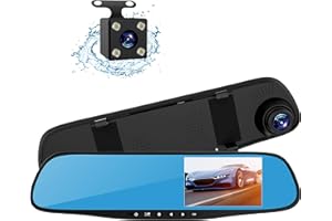 ROSEBEAR Topsale-ycld 4.3"1080P Dual Lens Car Auto DVR Mirror Dash CAM Recorder + Kit de cámara de visión Trasera