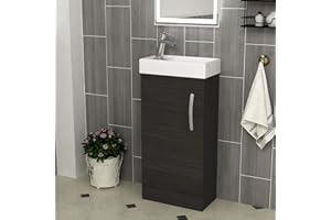 ROYAL BATHROOMS.CO.UK Modern Bathroom Vanity Unit 400mm 1-Door Floor Standing Storage Cabinet Basin Sink Hale Black Cloakroom