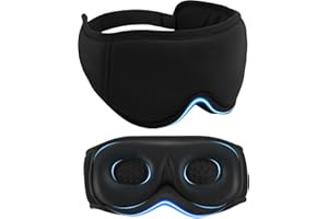 Maschera per dormire MUSICOZY - Maschera per occhi in cotone di bambù biologico 3D per viaggi/sonno ristoratore/lavoro su turni, maschere per dormire morbide e oscuranti al 100% - Nero