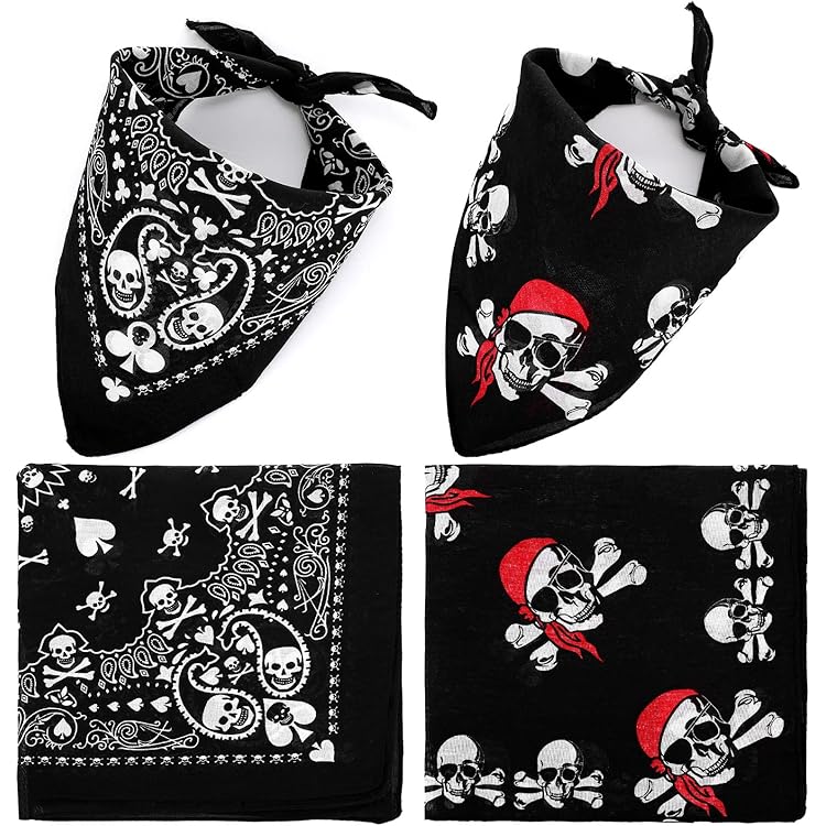 Piraat bandana, doodshoofd, halsdoek, bandana, zwart, hoofddoek, piraat