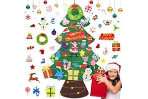 WEST STORY Filz Weihnachtsbaum für Kinder, 3.3Ft DIY Filz Tannenbaum Zum Schmücken mit 30 Ornamenten & 5m Lichterkette, Roter Aufbewahrungsbeutel, ideal Geschenk für Kleinkinder & Kinder