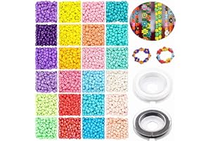 PRETTME 4mm Glass Seed Beads for Jewellery Making Kit, 6/0 Small Beads Craft Beads Pony Beads for Bracelet Making Kit, 1920pcs Mini Beads for DIY Necklaces Earrings Crafting
