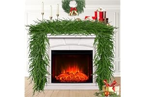 71NMLY Guirnalda de Navidad de Pino de Norfolkde 2.7 m,Realista Guirnalda de Agujas de Pino de Cedro Sintético para Decoración Navidad Chimenea Mesa Puerta Escaleras Christmas Interiore y Exteriore
