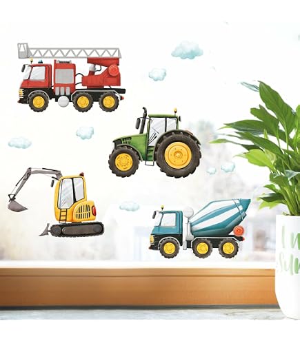 Wandaufkleber Off-road Auto & Traktor – Schwarzer Vinyl-Aufkleber 33x42 Cm Für Kinderzimmer