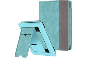 FINTIE Custodia per 6'' Kobo Clara Colour (2024) / Kobo Clara BW (2024) / Kobo Clara 2E (2022) eReader - Stand Cover Protettiva Case con Card Slot e Hand Strap, Auto Sveglia/Sonno, Turquoise/Marrone
