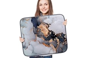 OffiEase Absorbent Dish Drying Mat for Kitchen Counter 16"*18"/41*46cm, Microfibre Dish Drainer Mat for Dishes ( Golden Marble )