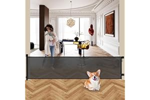 BECROWM 300cm/118 Inch Extra Wide Retractable Baby Gate for Large Openings, Safety Baby Gate for Doorways, Extra Long Dog Gates for Indoor, Outdoor, Child Gates for Wide Openings (Black, 300cm)