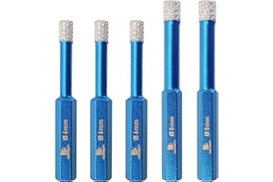 Punte Trapano Diamantate 6 6 6 8 8mm- BRSCHNITT foretto diamantato per Gres Porcellanato Piastrelle Ceramica granito Marmo(5 pezzi)..
