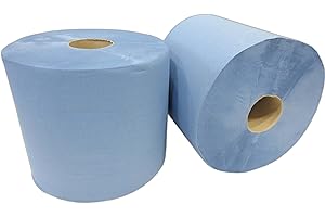 FUFSAWS 2x Putzrolle blau 2-lagig gesamt ca. 1000 Blatt ca. 22x38 cm perforiert saugstark Reinigungstücher Putzpapier Wischtücher
