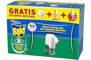 Raid - Difusor Eléctrico Anti Mosquitos com unes y Tigre Aroma com Aplicador y 2 Recâmbios, Blanco, Eucalipto
