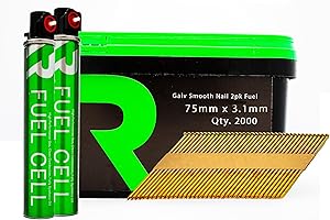 RIKA 1st Fix Collated Ring Nails Galvanized Ring 75mm x 3.1mm 2000 Pack with 2 Pack of Fuel for Use with Most Nail Guns and Nailers First Fix Internal and External Use in a Waterproof Tub