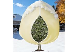 OZMI Plant Fleece Frost Protection for Outdoor Plants, 180x120cm Extra Large Fleece Plant Jacket with Zippers, Lemon Olive Tree Covers for Winter Plant Covers Shrub Fleece Horticultural Fleece Bags