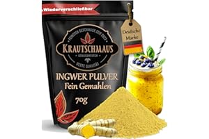 ‎KRAUTSCHMAUS 70g Ingwerpulver von Krautschmaus, Ingwer Pulver gemahlen, Ingwer Gewürz, Ingwergewürz, gemahlene Ingwerwurzel ohne Zusatzstoffe