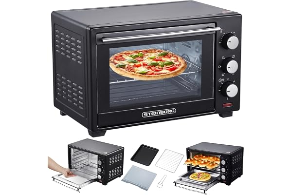 Steinborg Mini ugn 25 liter | Pizzaugn | 3-i-1-ugn | Mini ugn | Mini ugn | Smutsfångare | Valv- och bottenvärme | Konvektion