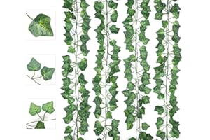 AIOR 12 Pcs Lierre Artificielle Plantes Guirlande Vigne, 200cm Exterieur Faux Lierre Artificiel Grimpant Fausse Plante Deco Décoration pour Mariage, Célébration, Fête, Cuisine, Jardin, Bureau