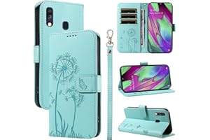 Bravoday Handyhülle für Samsung Galaxy A40 Hülle, Premium PU Lederhülle Klappbar Tasche Klapphülle mit Magnet Kartenfach Standfunktion Schutzhülle für Galaxy A40, Grün