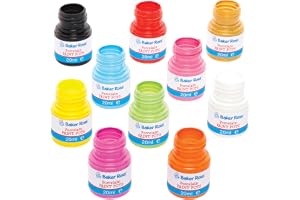 Baker Ross FE593 färgkastruller i porslin – förpackning med 10 krukor, 20 ml vardera, 10 blandade färger, keramisk färg, pors