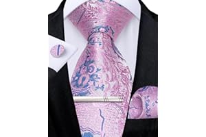 DiBanGu Herren Paisley Krawatte formelle Seiden-Krawatte & Einstecktuch Manschettenknöpfe Krawattenklammer für Hochzeitsfeier Abschlussball