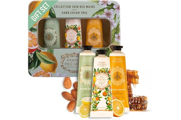 Panier des Sens - Coffret Cadeau Femme -Nouveau Trio Creme Main Hydratante Miel, Provence & Amande- Idée Cadeau Femme Made in France - Coffret - 97% d'Ingrédients Naturels - 3x30ml